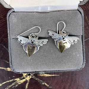 Vintage Cat Earrings Sterling Silver Far Fetched Kitty Jewelry Cat Lover Gift